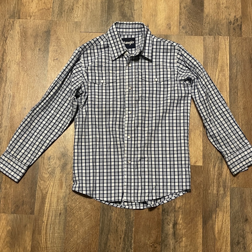 Boys Blue Plaid Wrangler Shirt